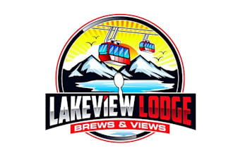 make monogram lake lodge logo with a view serving great beer