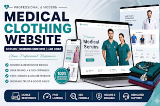 design medical clothing website scrubs nursing uniform, lab coat website