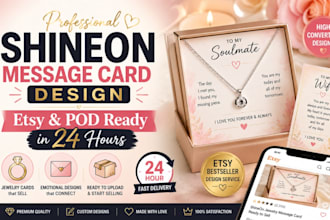 design shineon jewlsery message cards for etsy and pod in 24hours