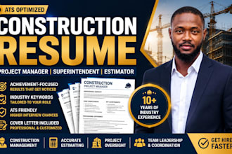 write ats construction, project manager, architechture, superintendent resume