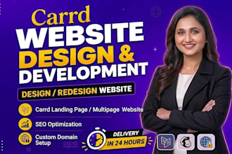 design custom minimalist carrd landing page, carrd website design development
