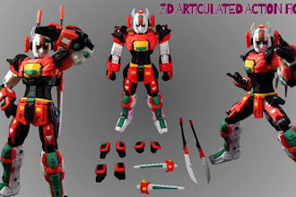 do custom 3d articulated action figure, toy model, mecha robot for 3d printing