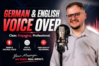 record a male voice over in a warm voice