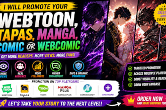 promote your webtoon, tapas, manga, comic or webcomic
