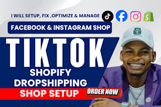 tik tok dropshipping shop setup instagram shop facebook shopify marketing sales
