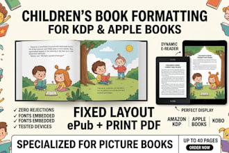 format your childrens picture book as fixed layout epub for KDP