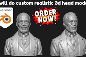 sculpt realistic 3d head, bust face model, scale size head stl file for printing