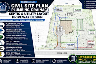 design plumbing drainage septic and utility layout driveway civil site plan
