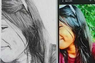 draw realistic pencil sketch and portrait drawing from photo