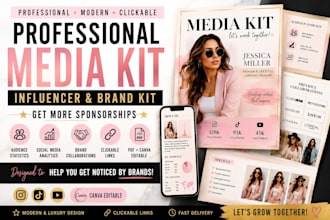design professional influencer media kit and brand press kit