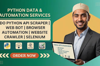 do python API scraper, web bot, browser automation, website crawler, selenium