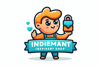 design creative little independent shop mascot logo in very short time
