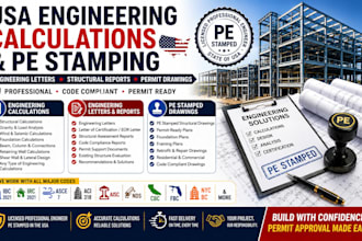do engineering calculations, engineering letters and stamped drawings in USA