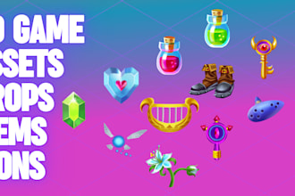 draw 2d assets, props, items, icons for your game