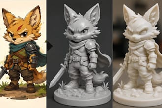 recreate image to stl file 3d art toy design figurine cartoon for 3d printing