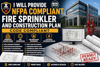 provide nfpa compliant fire sprinkler and construction plan with code compliant