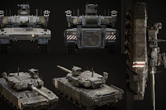 create hard surface 3d vehicle model, 3d military tank model, 3d armored machine