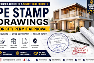 be a licensed architect, structural engineer pe stamp drawings in USA