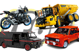design custom lego vehicle, car, moc van, bike, lego house with lego instruction