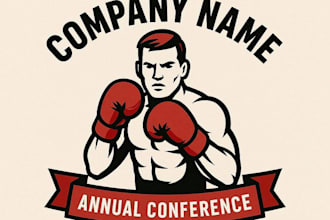 design boxing themed annual conference logo very fast with super color