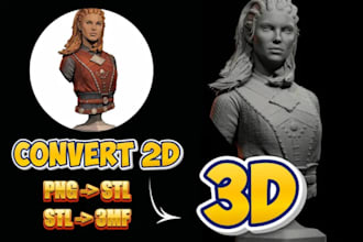 convert 2d image to stl, jpeg to stl, png to stl 3mf, stp for printing