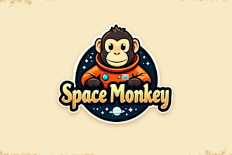 do unique space monkey vintage mascot logo for your brand