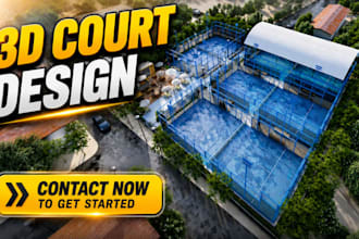 design 2d 3d padel court basketball tennis court badminton pickleball sport club