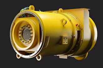 create professional 3d industrial motor,electric alternator,exploded view,render