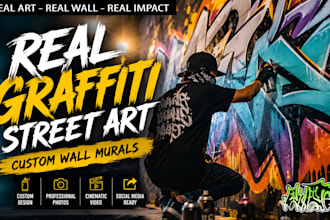 create authentic real graffiti murals and urban street art on the wall