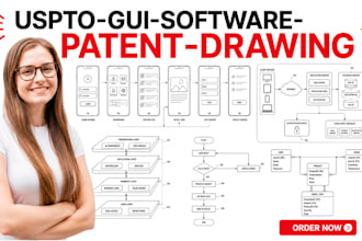 create uspto gui software patent drawings and UI app patent illustration figures
