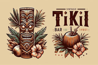 do unique tiki bar vintage logo for your business