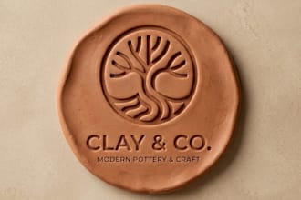design a modern and earthy clay and pottery logo for your brand