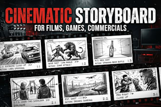 create cinematic storyboard illustrations for films ads and games
