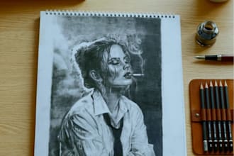 draw a realistic pencil sketch and custom mandala art