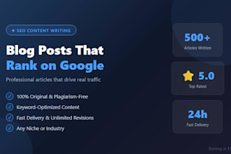 write SEO optimized blog posts and articles for your website