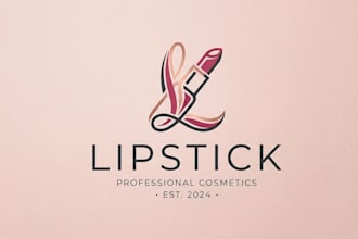 design a luxury modern lipstick logo for your cosmetic business