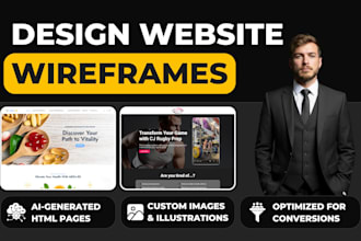 design high fidelity website wireframes in interactive HTML and PDF