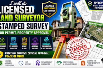 do licensed land surveyor stamped survey for permit, property approval