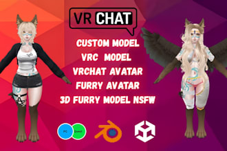 do custom vrchat avatar, vrc avatar, furry nsfw avatar, vr character