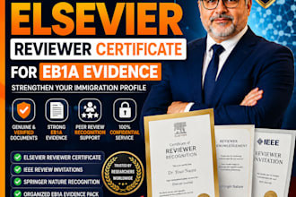 provide genuine elsevier reviewer certificate for eb1a evidence