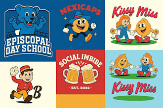 design retro mascot logo for food and small business
