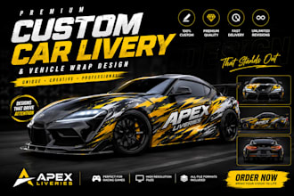 design a premium custom car livery and vehicle wrap
