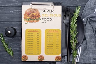 do an amazing menu design, food menu, restaurant menu design