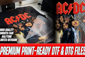 create halftone dtf and dtg print ready files for tshirts
