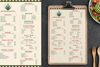 do restaurant menu design, food menu, bar menu, cafe menu, digital menu board