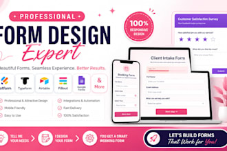 design professional jotform, typeform, airtable, fillout and google forms