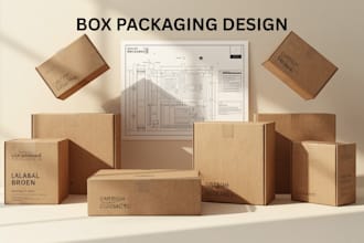 design custom corrugated box packaging, dielines, carton box and 3d mockup