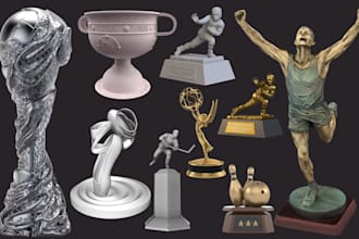 convert 2d to 3d trophy model awards medal badges for 3d rendering and printing