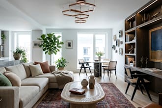 do interior design for living room open concept with dining room rendering