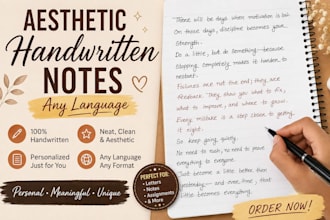 write aesthetic handwritten notes in any language